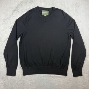Eddie Bauer Sweater Mens L Black Cotton Knit Long Sleeve V-Neck Pullover Casual